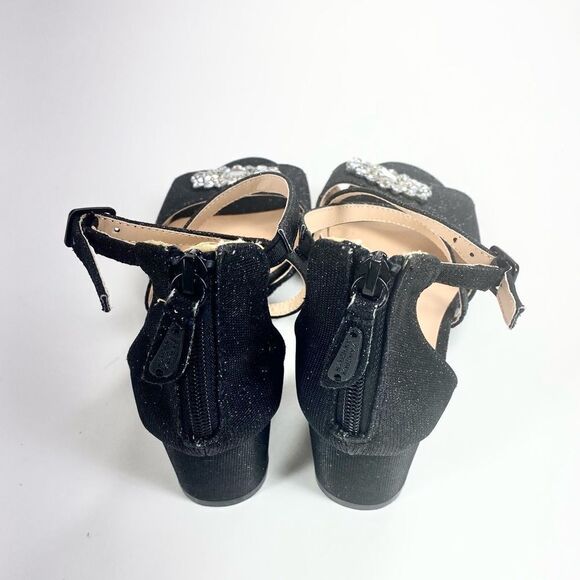 Badgley Mischka pernia gems formal black low strappy heel with rhinestone 5 - Picture 3 of 7